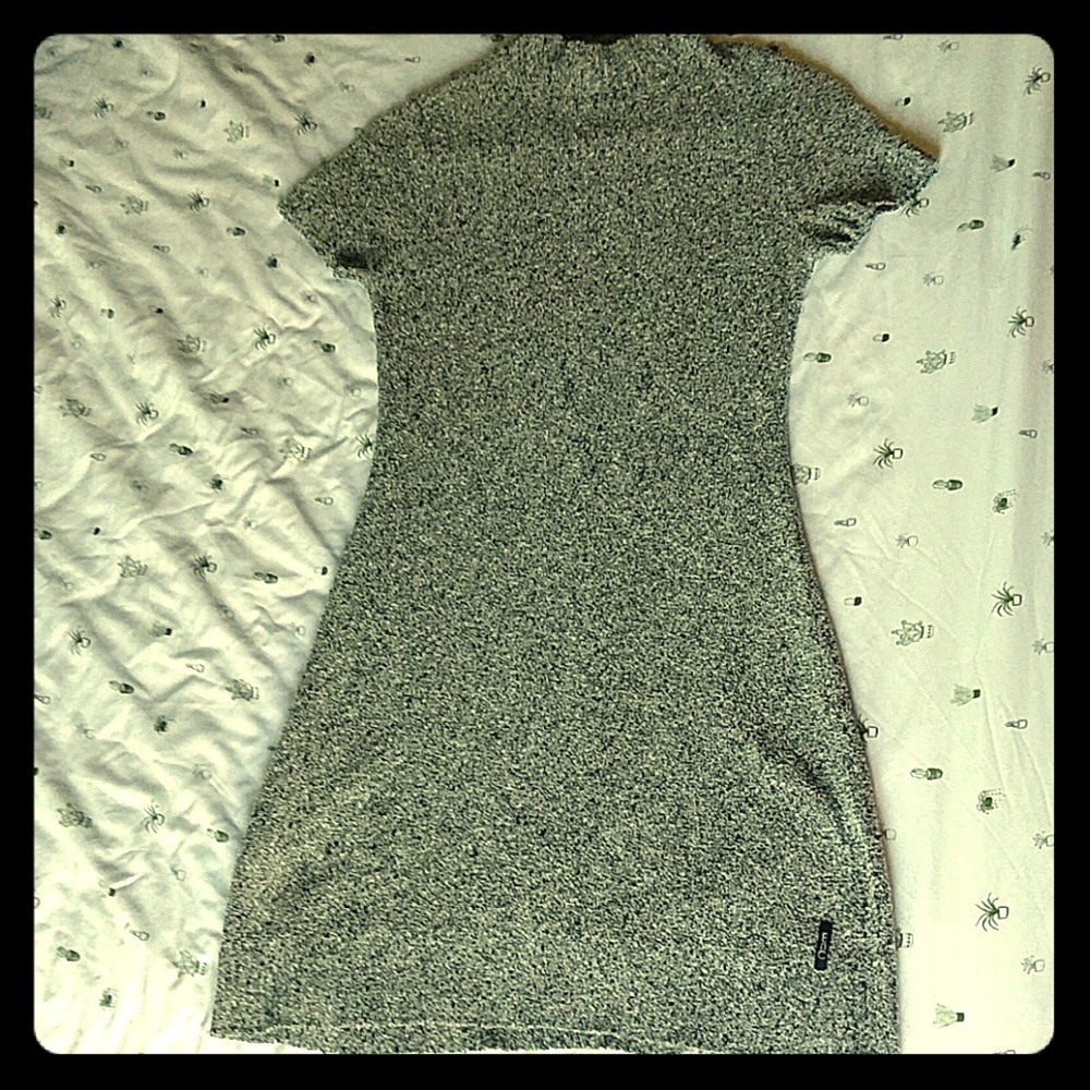 Body con fitted turtle neck sweater dress in grey